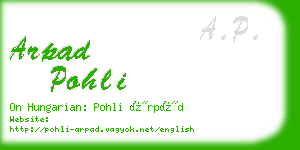 arpad pohli business card